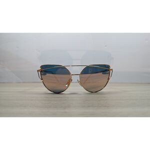 Gold Aviator Sunglasses Blue Mirror Lens Geometric Frame Retro Unisex